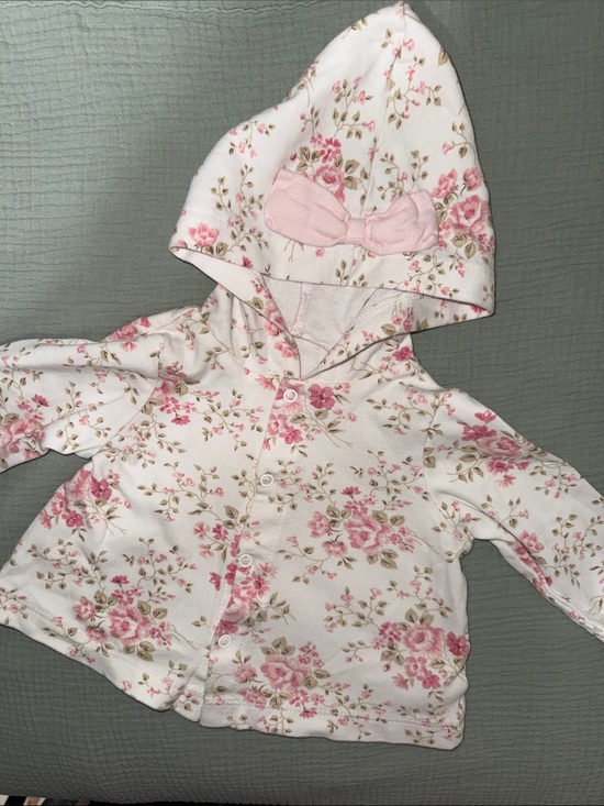 Source Unknown Other - Baby Girl Floral Hooded Jacket Pink Bow Lightweight Cardigan 6M
